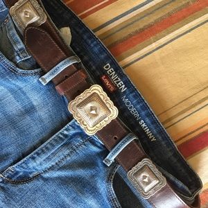 Brown leather concho belt